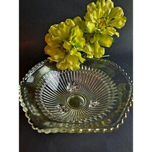 Vintage Jeannette Glass 3-Footed Bowl Marigold Anniversary